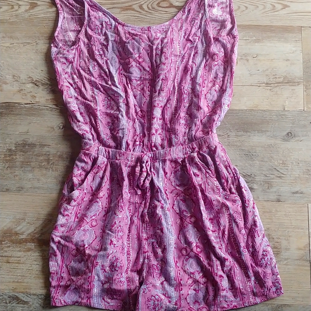 Pink Rose Vintage, Small, Purple Romper